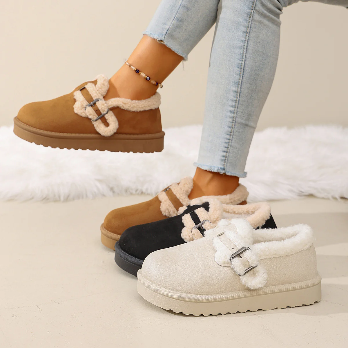 Women's BerryBirk Cozy Clogs – Retro Faux Fur Platform Snow Boots