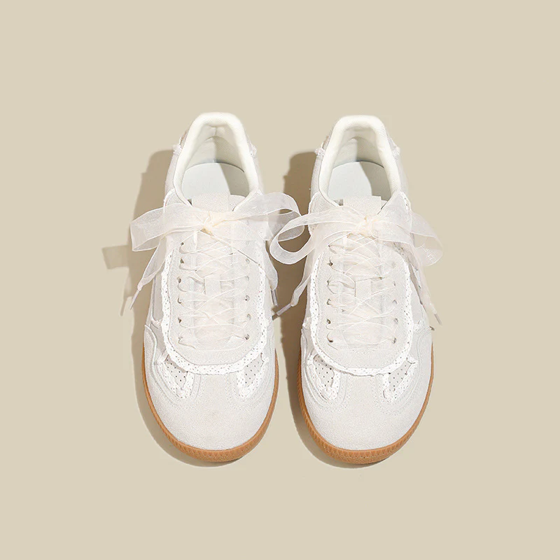 Women’s Verona Lace Leather German Trainer Sneakers – Retro Lightweight Casual Trainers